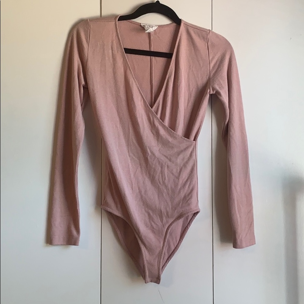 Knit wrap bodysuit in blush